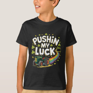 Pushing My Luck Tractor Clover St Patricks Day Fun T-shirt