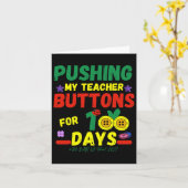Pushing My Teachers Buttonnen 100 Dagen Leuke Scho Kaart (Gele Bloem)