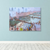 Pushkar ghats Rajasthan Canvas Afdruk (Insitu (Houten vloer))