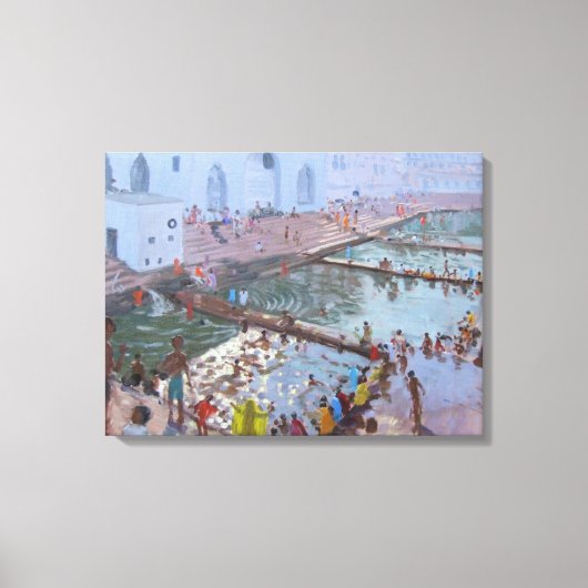Pushkar ghats Rajasthan Canvas Afdruk (Voorkant)