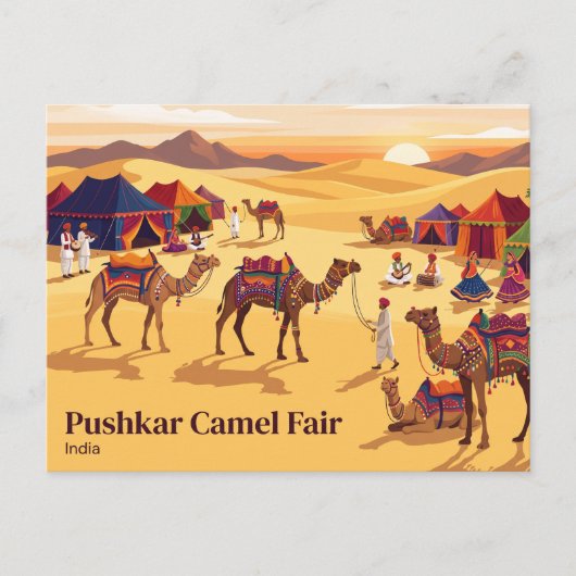 Pushkar Kameelmarkt India Briefkaart (Voorkant)