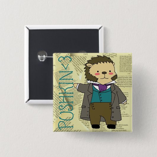 Pushkin-toets Vierkante Button 5,1 Cm (Voorkant /achterkant)