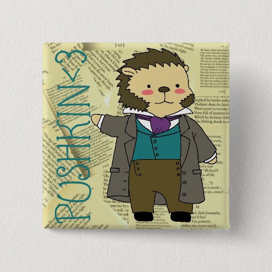 Pushkin-toets Vierkante Button 5,1 Cm (Voorkant)