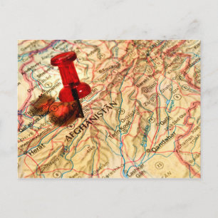 Pushpin op een atlas (Afghanistan) Briefkaart