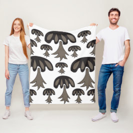 Pushroom Black Gray Pattern Fleece Deken