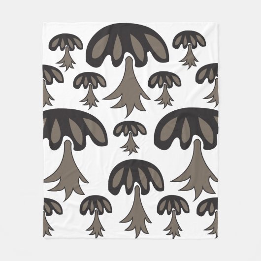 Pushroom Black Gray Pattern Fleece Deken (Voorkant)