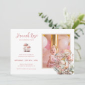 Pushroom Cute Blush Pink Woodland Fotodag Kaart (Staand voorkant)