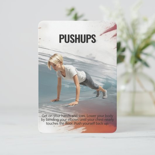 Pushups Fitness Kaart met Blue Backing (Staand voorkant)