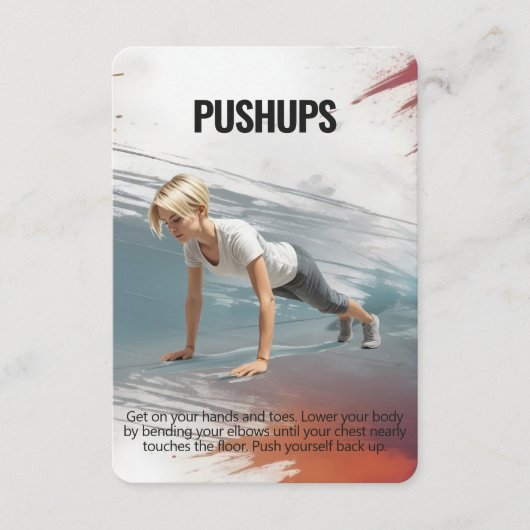 Pushups Fitness Kaart met Blue Backing (Voorkant)