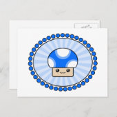 Pushy Puffs Kawaii Mushroom Blue Briefkaart (Voorkant / Achterkant)