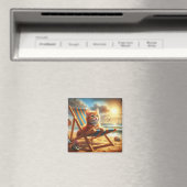 Puss Kat op een strand, lieve kat Magneet (Insitu (Vaatwasser))