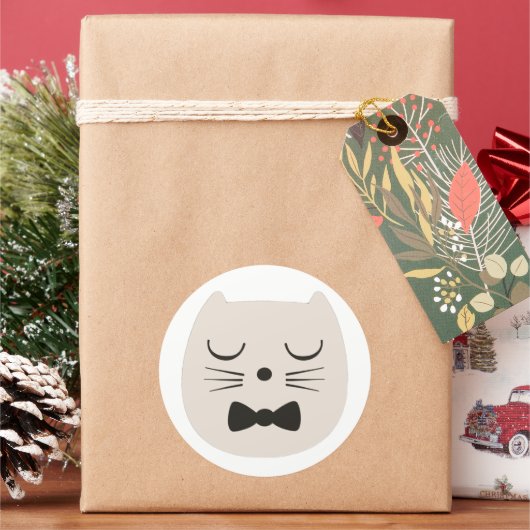 Puss Whiskas. Ronde Sticker (Feestdagen)