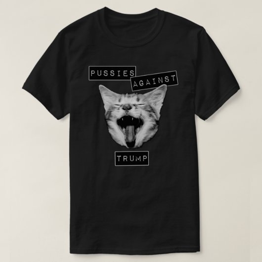 Pussies tegen Trump Grey Fited T-Shirt (Design voorkant)