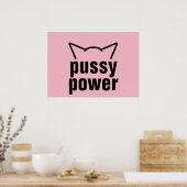 Pussy Power Cat Ears roze resistente vrouwen Poster (Keuken)