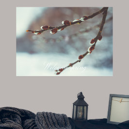 Pussy willow-bijkantoren met catkins in de late wi poster