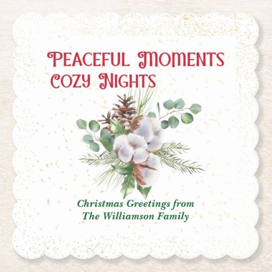 Pussy Willow Catkin Bouquet Christmas Kartonnen Onderzetters (Voorkant)