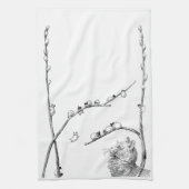 Pussy Willow Kittens en moederkat Theedoek (Verticaal)