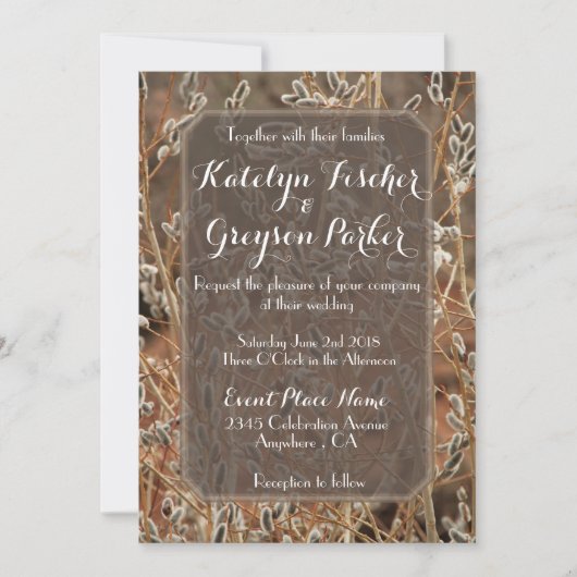 Pussy Willow Wedding Invitation Kaart (Voorkant)