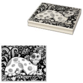 PUSSYCAT O PUSSYCAT, FOLK ART CAT RUBBER STAMP Lge Rubberstempel (Gestempeld)