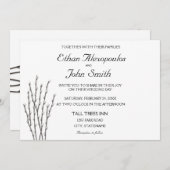 Pussywillow Branches Wedding Invitation Kaart (Voorkant / Achterkant)