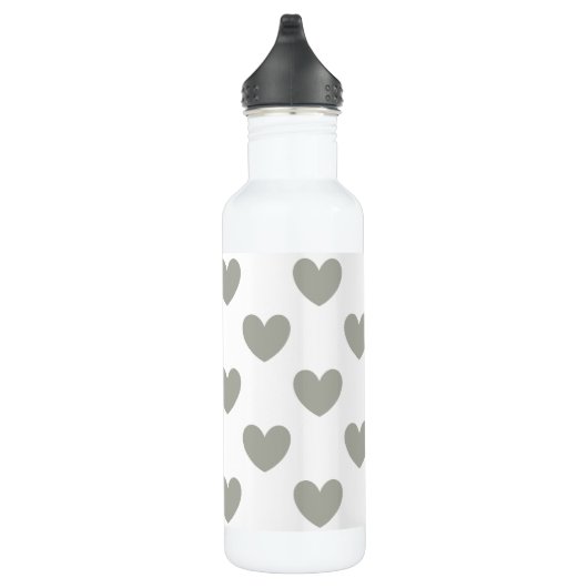 Pussywillow Gray polka harten wit Waterfles (Rechts)