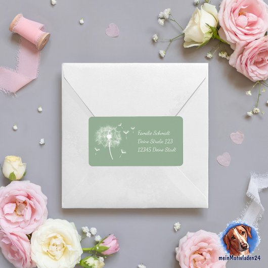 Pusteblume - grün | romantischer etiket