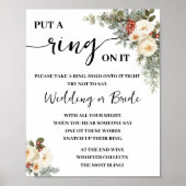 Put a Ring On Winter White Bridal Shower Game Sign Poster (Voorkant)