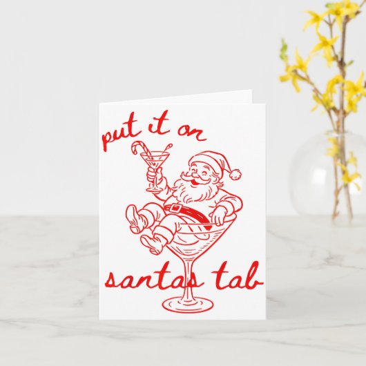 Put It On Santas Tab Funny Christmas Santa Tail Re Kaart (Gele Bloem)