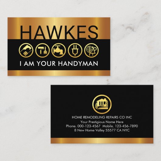 Put Your Name On Gold Handyman Layer Visitekaartje (Voorkant / Achterkant)