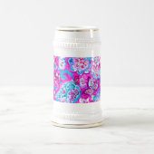 Putblauwe roze blokpatronen bierpul (Center)