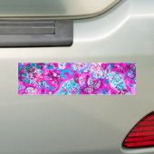 Putblauwe roze blokpatronen bumpersticker (Op auto)