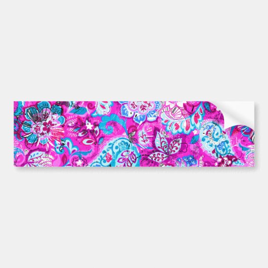 Putblauwe roze blokpatronen bumpersticker (Voorkant)