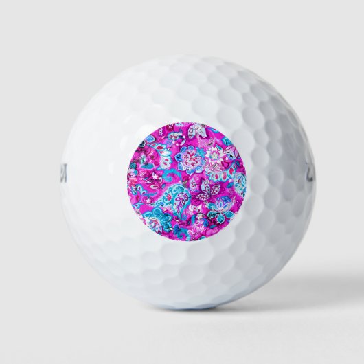 Putblauwe roze blokpatronen golfballen (Voorkant)