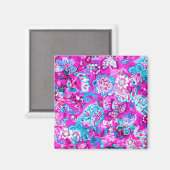 Putblauwe roze blokpatronen magneet (Voorkant / Achterkant)