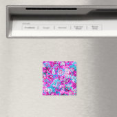 Putblauwe roze blokpatronen magneet (Insitu (Vaatwasser))