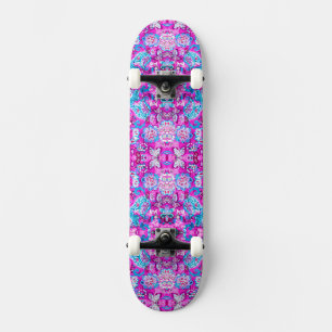 Putblauwe roze blokpatronen persoonlijk skateboard