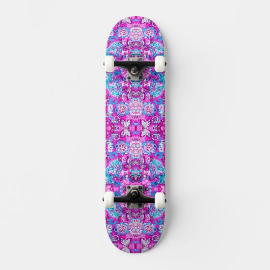 Putblauwe roze blokpatronen persoonlijk skateboard (Voorkant)