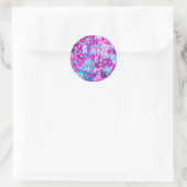 Putblauwe roze blokpatronen ronde sticker (Tas)