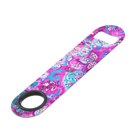 Putblauwe roze blokpatronen speed flessenopener (Voorkant Gekanteld)