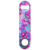 Putblauwe roze blokpatronen speed flessenopener (Achterkant)