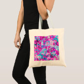 Putblauwe roze blokpatronen tote bag (Voorkant (product))