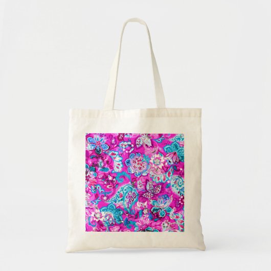 Putblauwe roze blokpatronen tote bag (Voorkant)