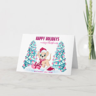 Pute Cartoon Roze kerstFeestdagen Feestdagen Kaart