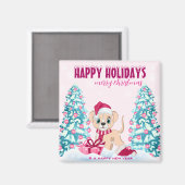 Pute Cartoon Roze kerstFeestdagen Magneet (Voorkant / Achterkant)