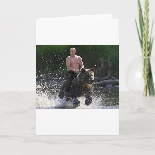 Putin berijdt een beer! kaart (Voorkant)