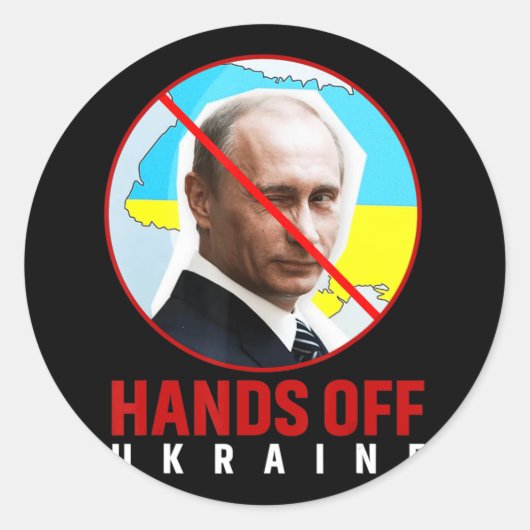 Putin Hands Off Ukraine Ronde Sticker (Voorkant)