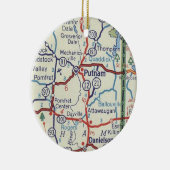 Putnam CT  kaart Keramisch Ornament (Rechts)