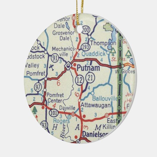 Putnam CT  kaart Keramisch Ornament (Links)