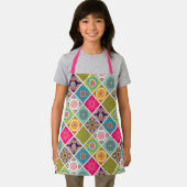 Putrofielroze mozaïekpatroon kinder schort (Insitu)