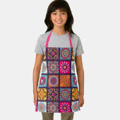 Putrofielroze mozaïekpatroon kinder schort (Insitu)